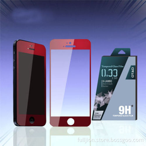 Colored Tempered Glass Screen Protector for iPhone 5s Red Series